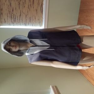 Bar III Hooded Vest Part Sweatshirt Zipper Front L